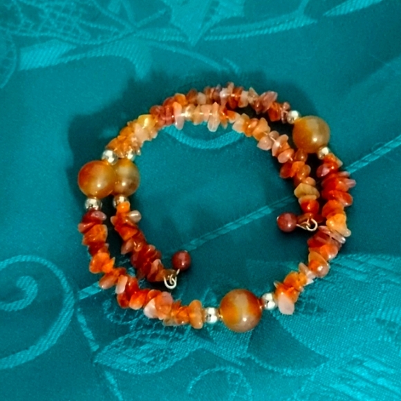 Hand Crafted Jewelry - 🎃Hand Crafted Carnelian And Gold Plated Beaded Bracelet🎃